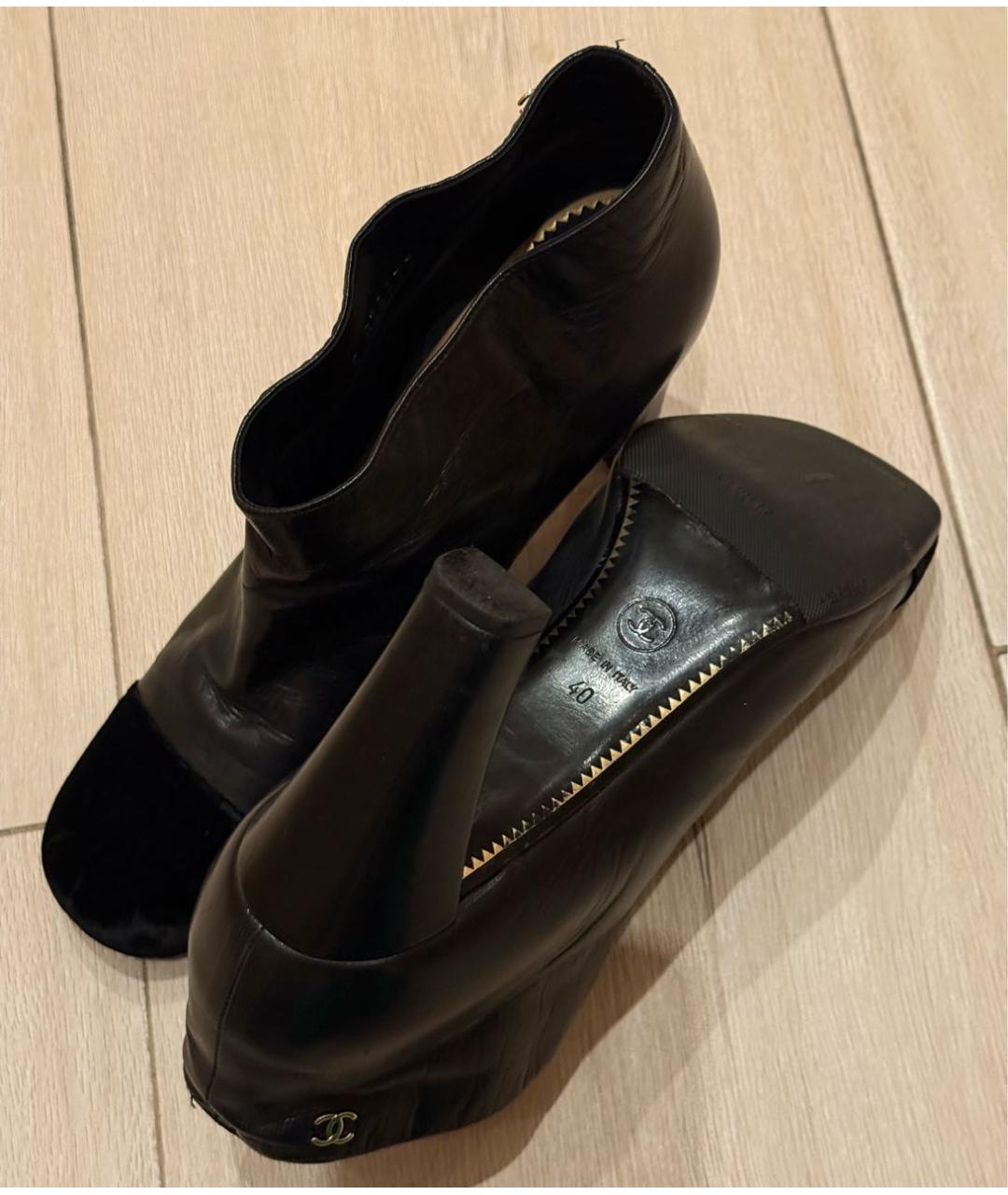 CHANEL Черные кожаные ботильоны, фото 5