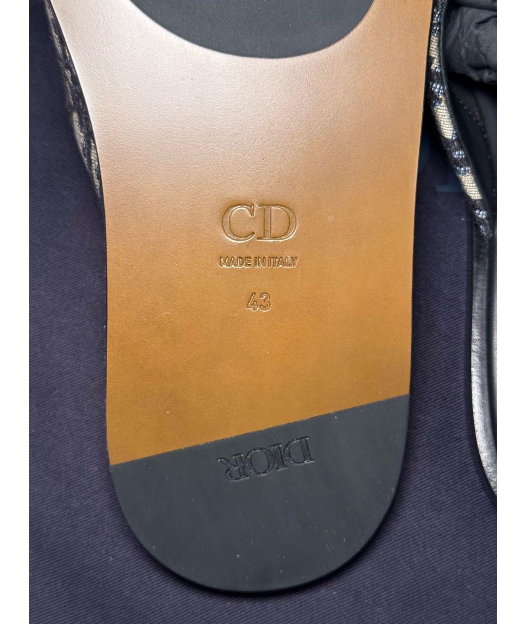 CHRISTIAN DIOR Темно-синие текстильные шлепанцы, фото 5