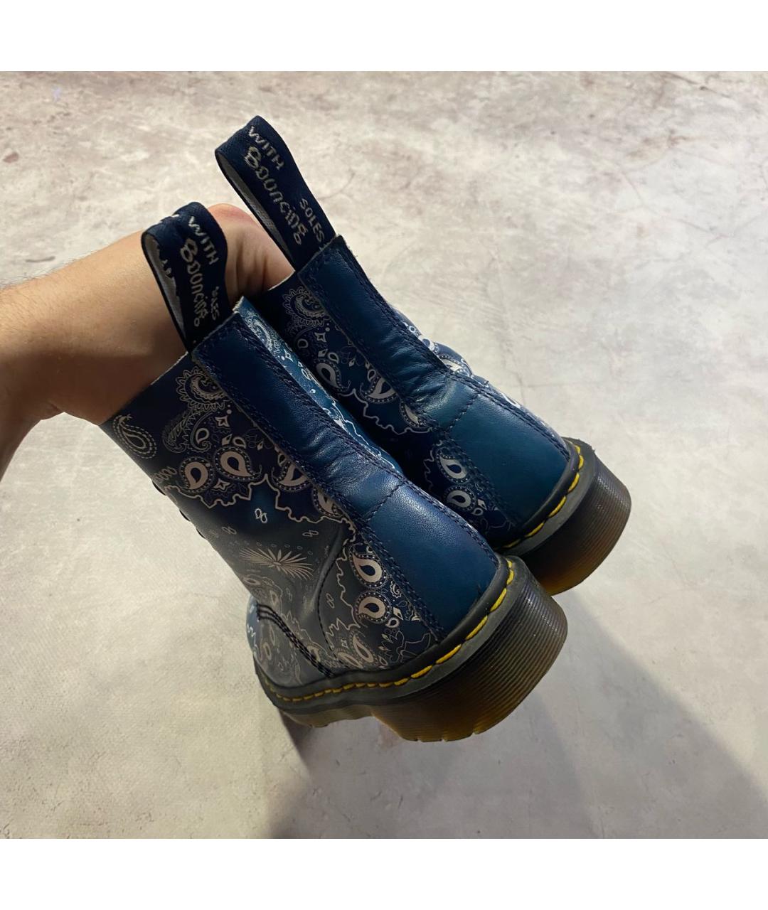 DR. MARTENS Голубые кожаные ботинки, фото 4