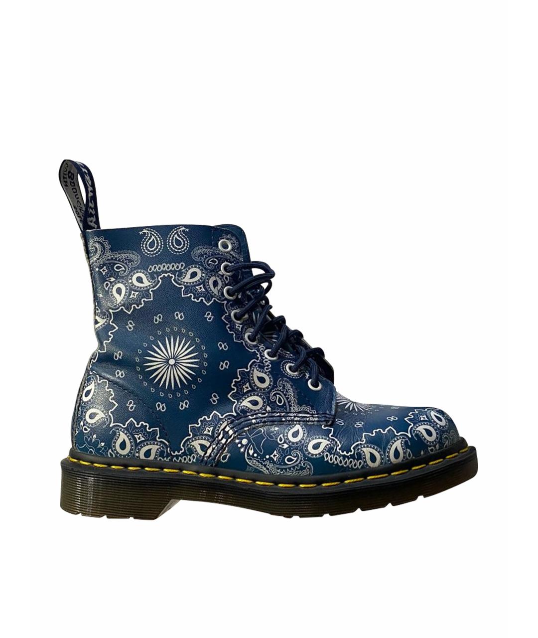 DR. MARTENS Голубые кожаные ботинки, фото 1