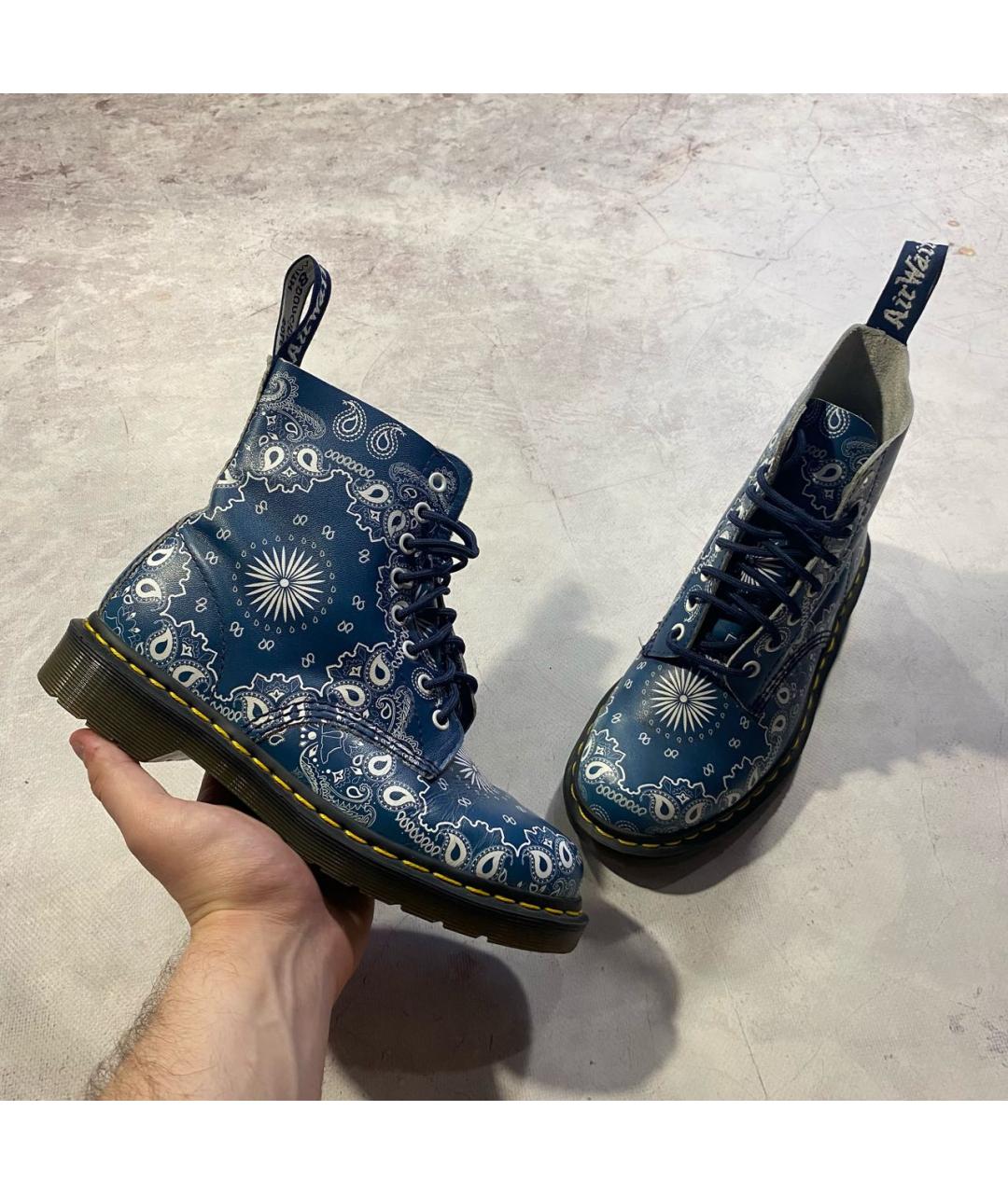 DR. MARTENS Голубые кожаные ботинки, фото 7
