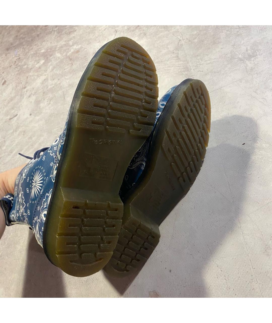 DR. MARTENS Голубые кожаные ботинки, фото 5