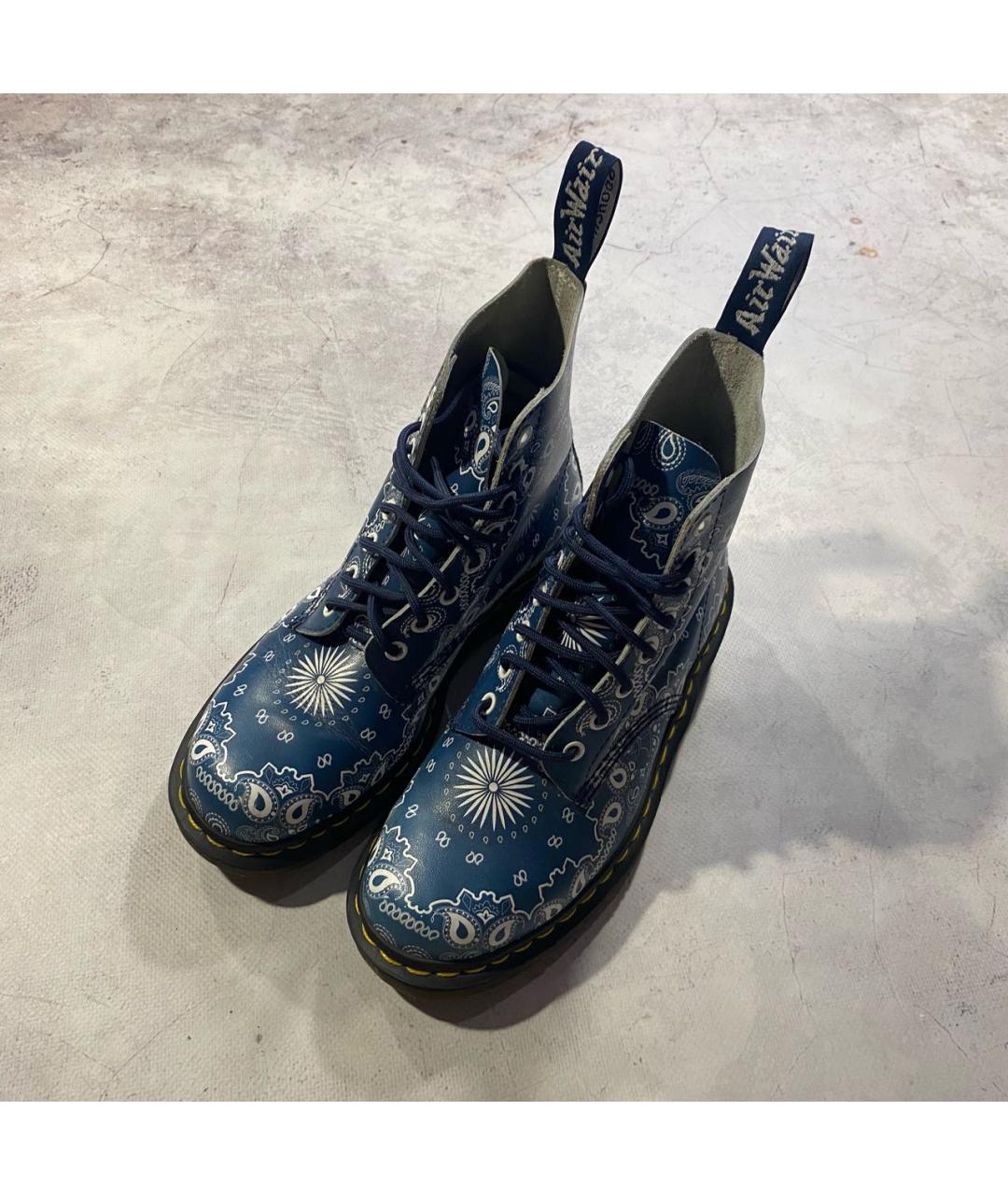 DR. MARTENS Голубые кожаные ботинки, фото 2