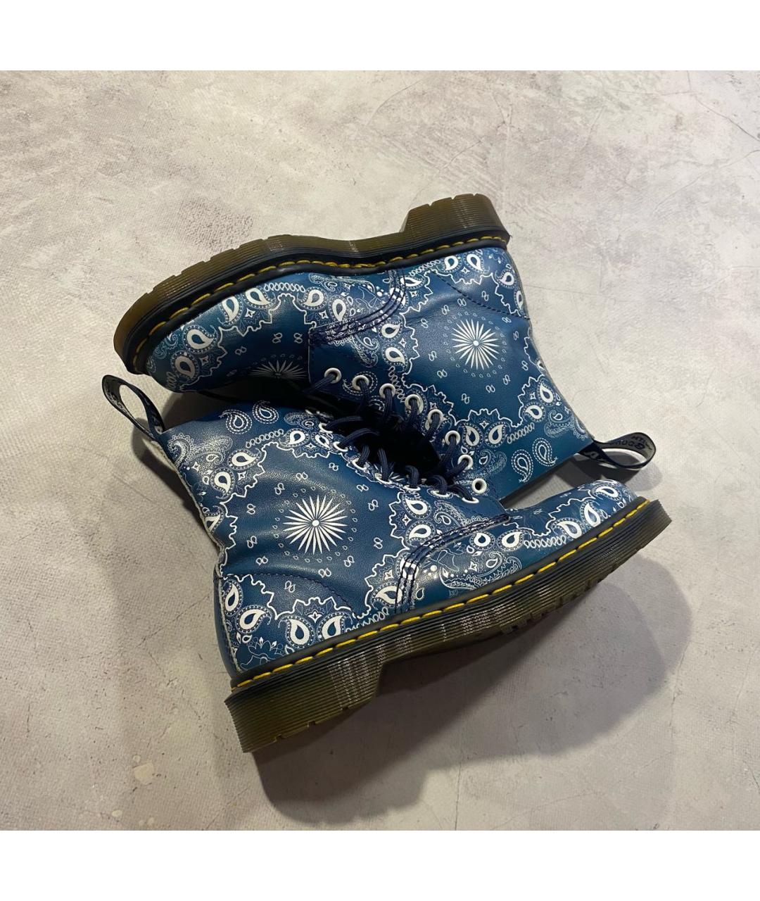 DR. MARTENS Голубые кожаные ботинки, фото 3