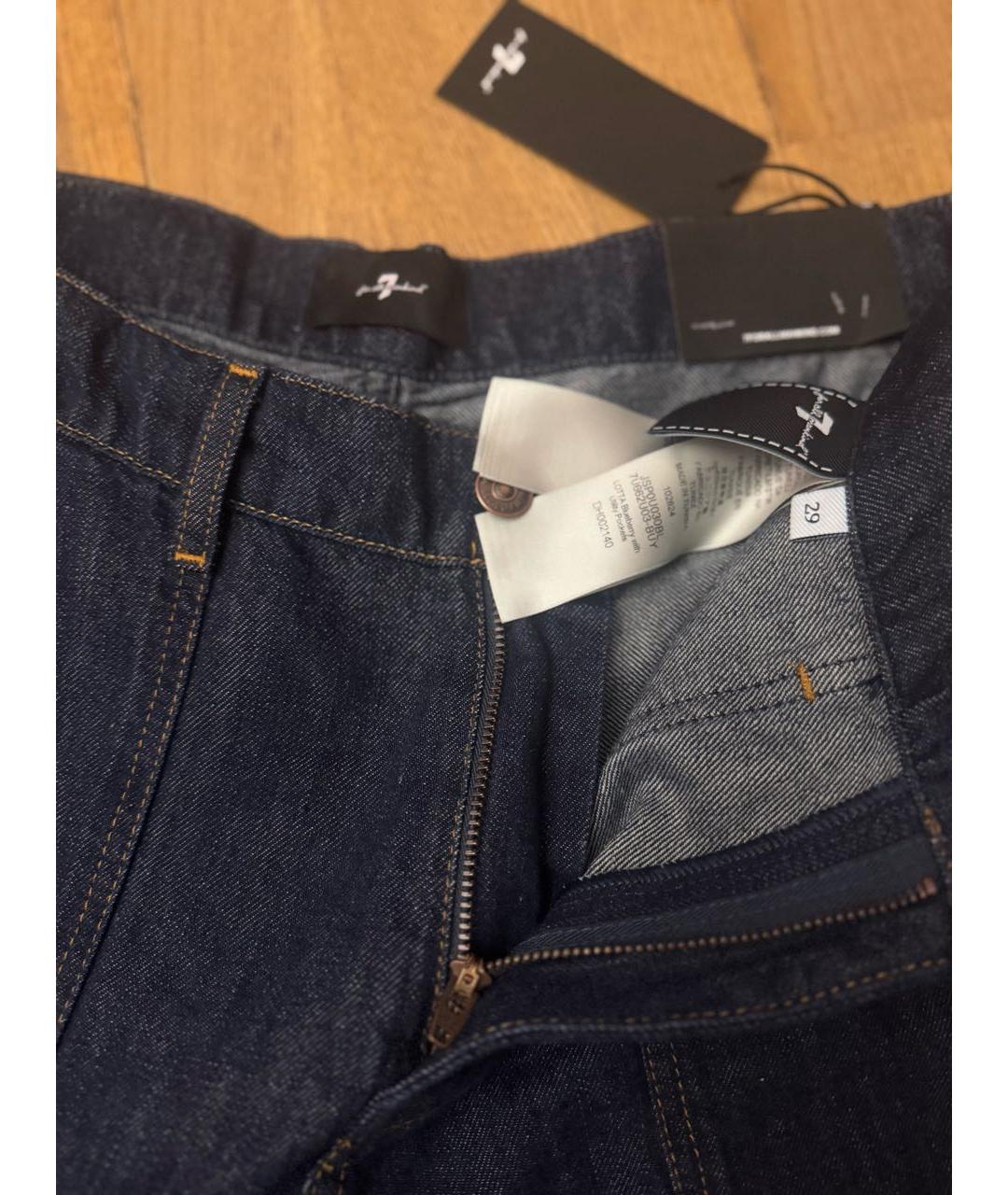 7 FOR ALL MANKIND Темно-синие хлопко-леновые джинсы клеш, фото 3