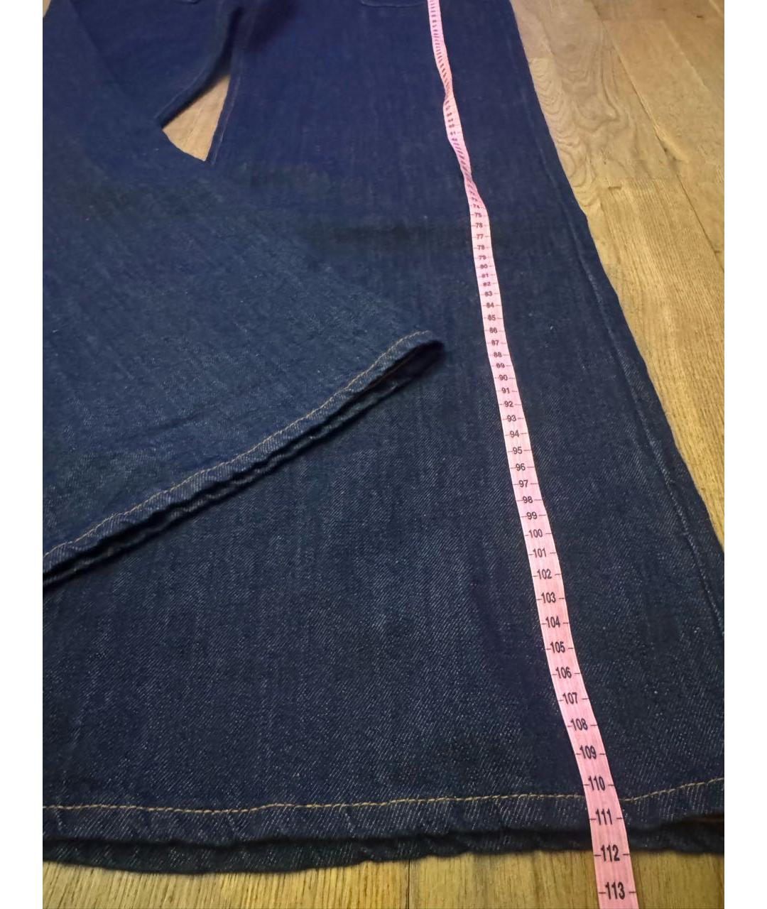 7 FOR ALL MANKIND Темно-синие хлопко-леновые джинсы клеш, фото 6