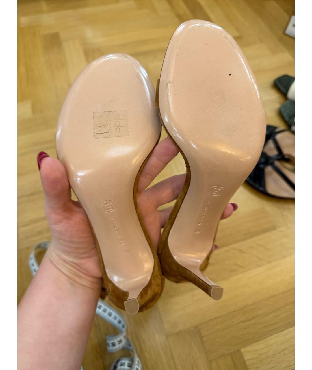 GIANVITO ROSSI Бежевые замшевые босоножки, фото 3