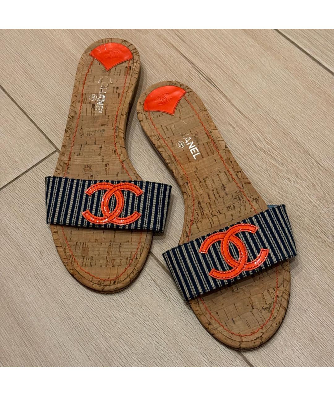 CHANEL Мульти текстильные шлепанцы, фото 2