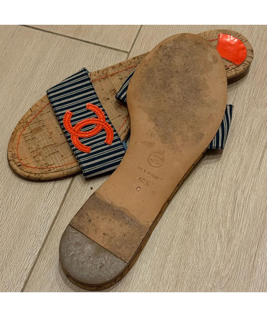 CHANEL Мульти текстильные шлепанцы, фото 3