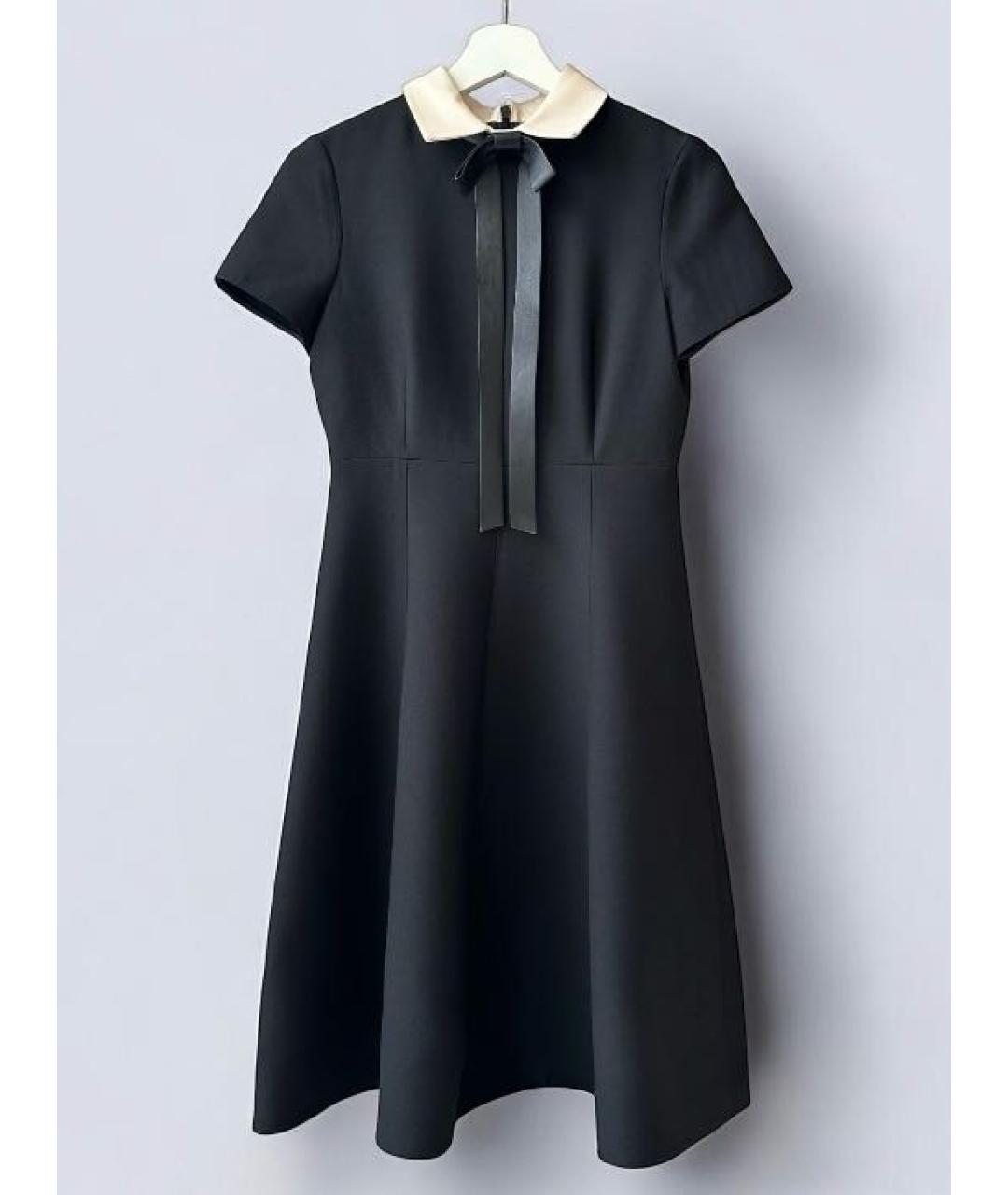 VALENTINO Черное шерстяное повседневное платье, фото 2