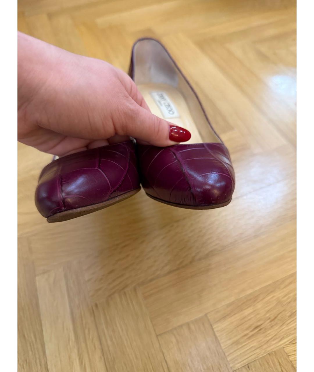 JIMMY CHOO Бордовые кожаные туфли, фото 2