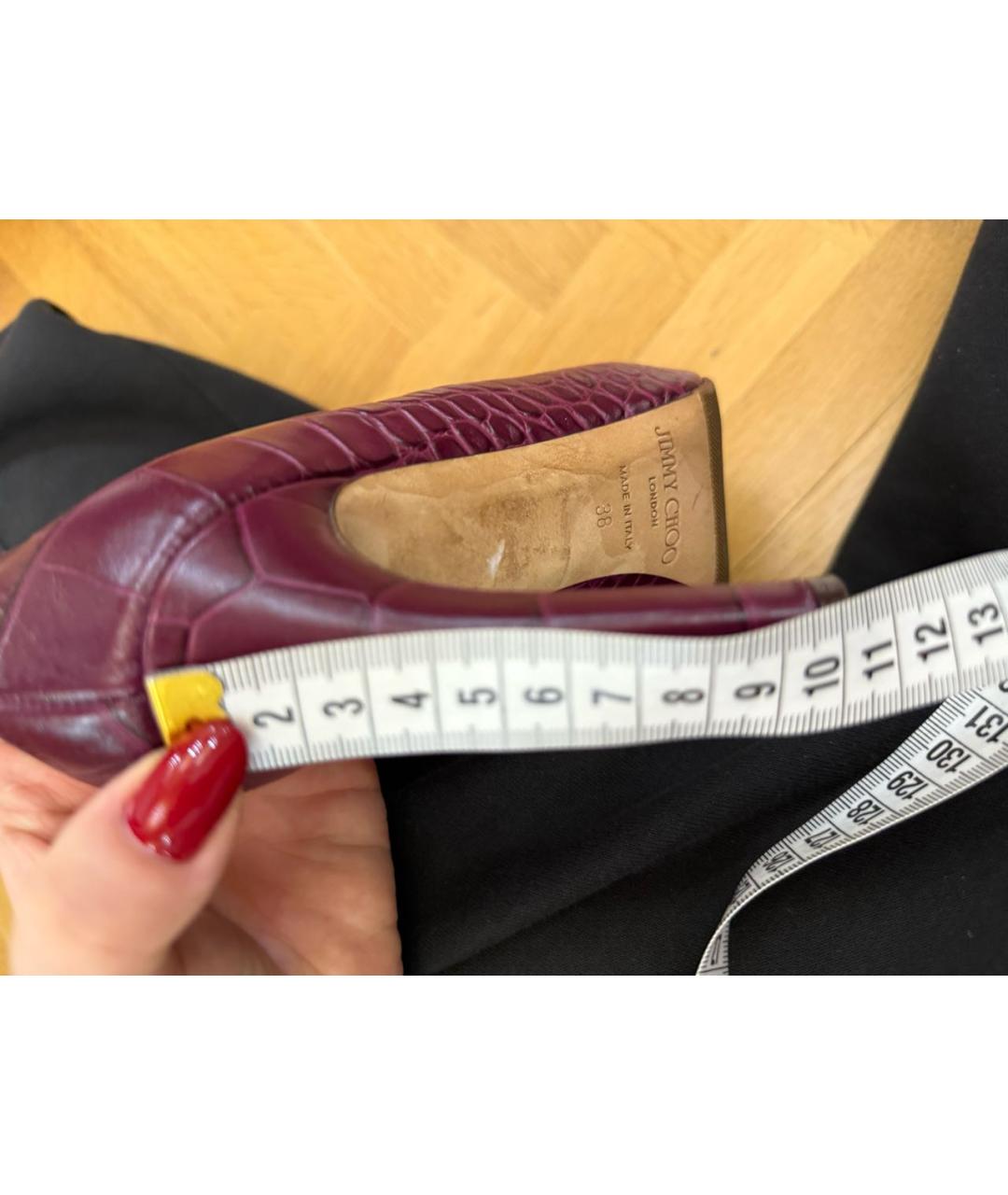 JIMMY CHOO Бордовые кожаные туфли, фото 5