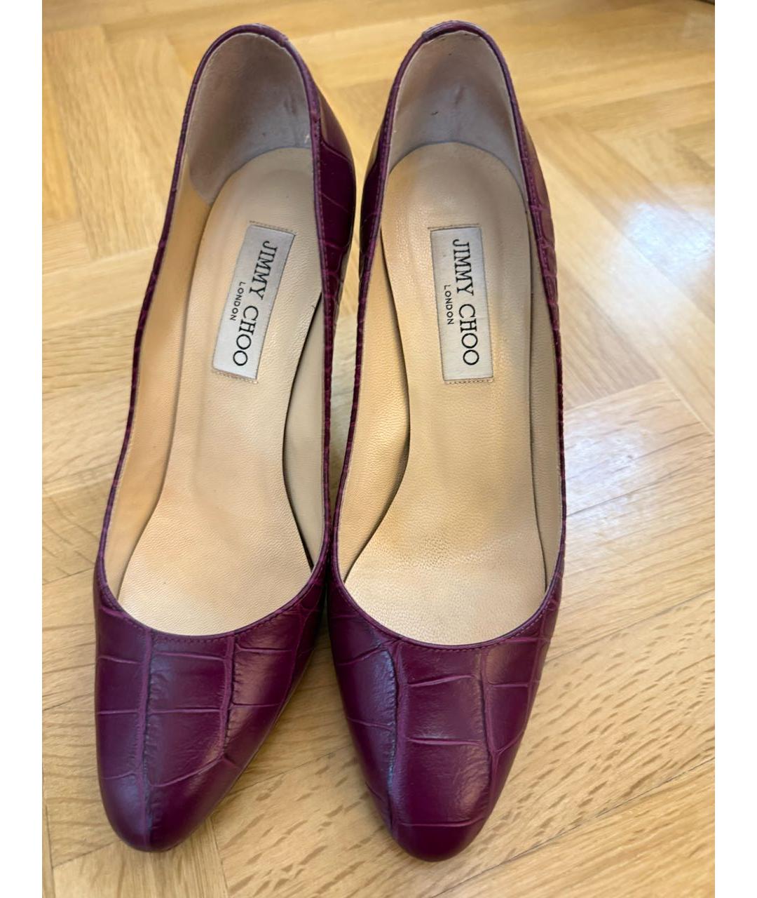 JIMMY CHOO Бордовые кожаные туфли, фото 3