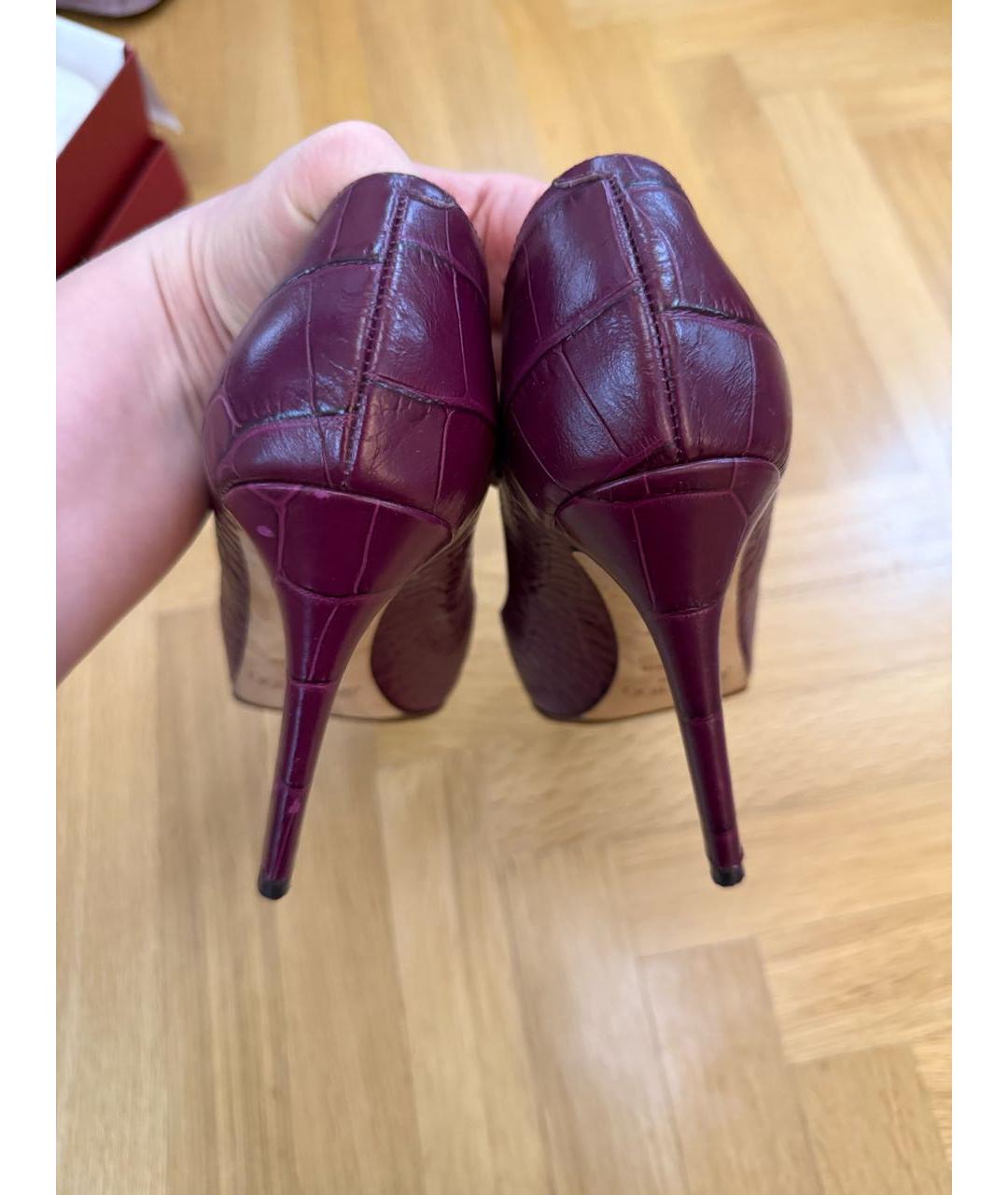 JIMMY CHOO Бордовые кожаные туфли, фото 4