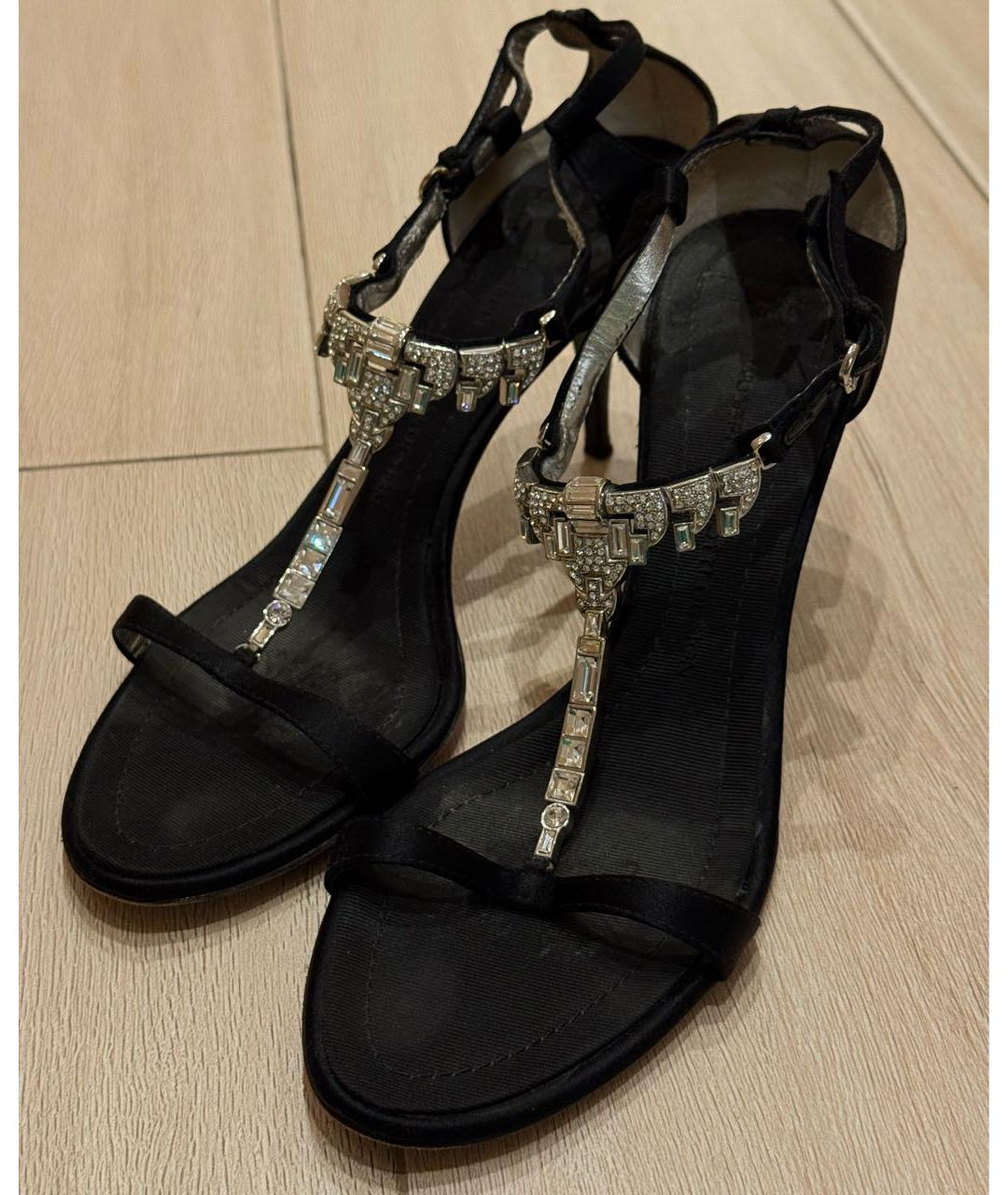 GIUSEPPE ZANOTTI DESIGN Черные текстильные босоножки, фото 2