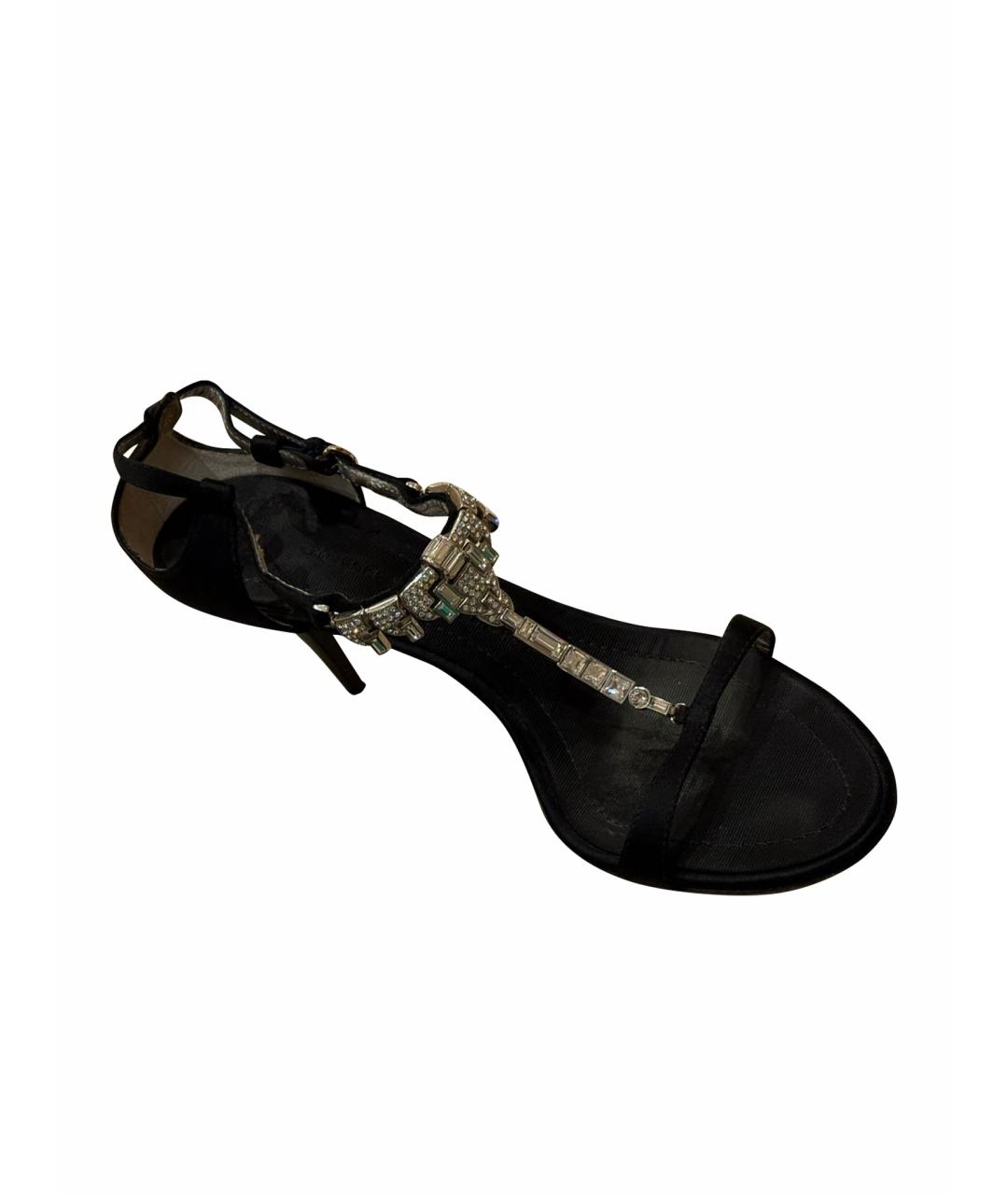 GIUSEPPE ZANOTTI DESIGN Черные текстильные босоножки, фото 1