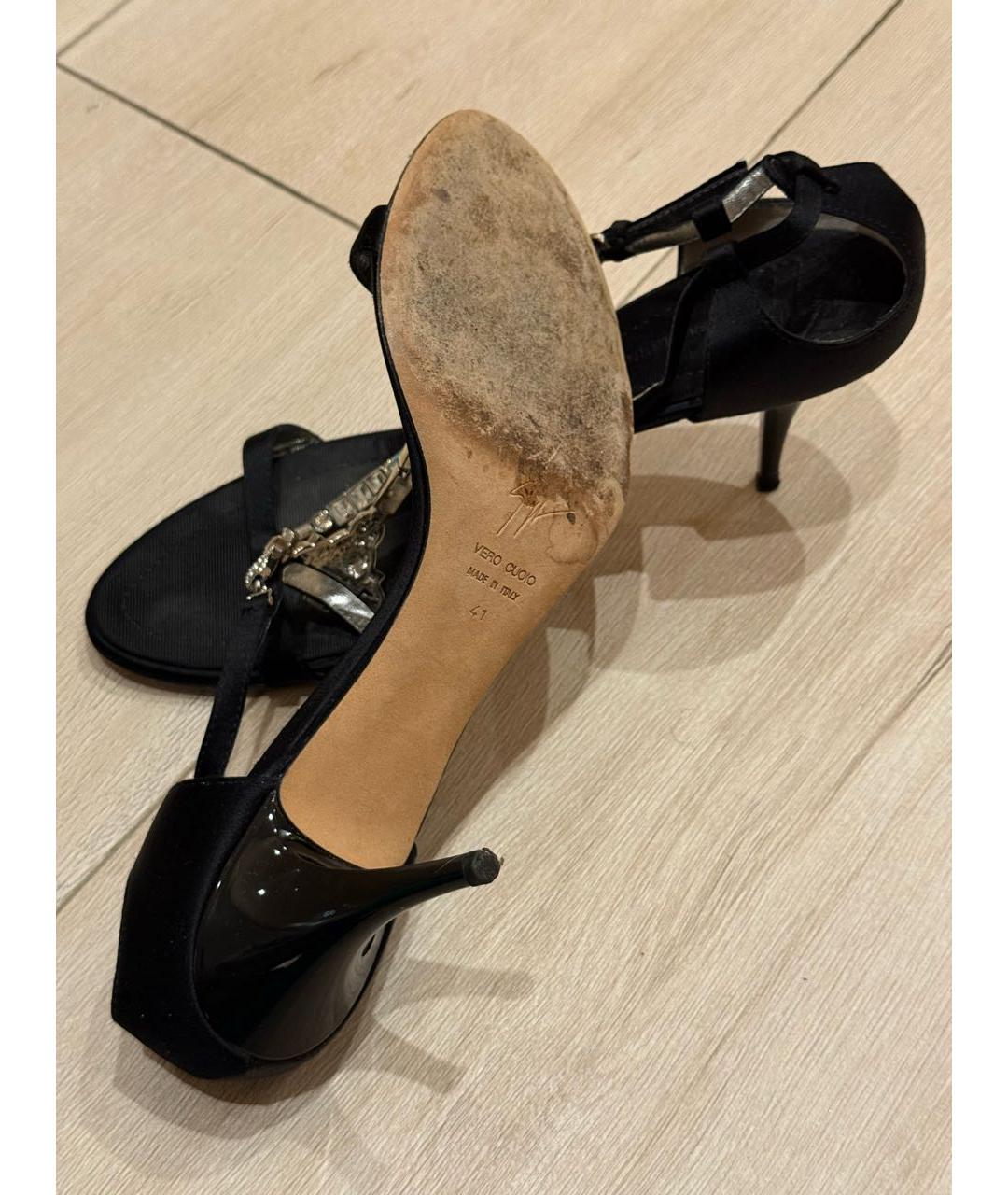 GIUSEPPE ZANOTTI DESIGN Черные текстильные босоножки, фото 3