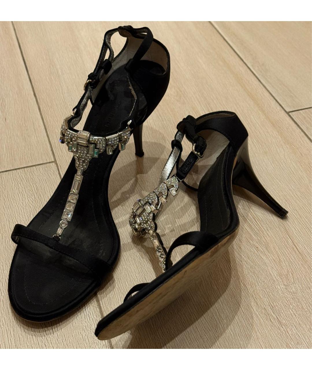 GIUSEPPE ZANOTTI DESIGN Черные текстильные босоножки, фото 4