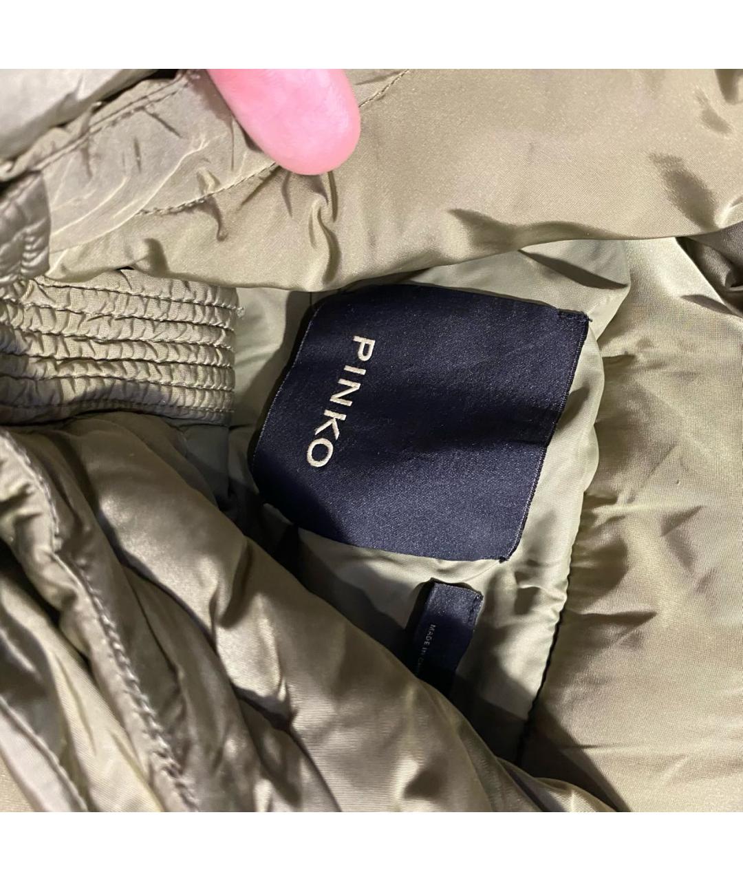 PINKO Хаки полиэстеровый пуховик, фото 3