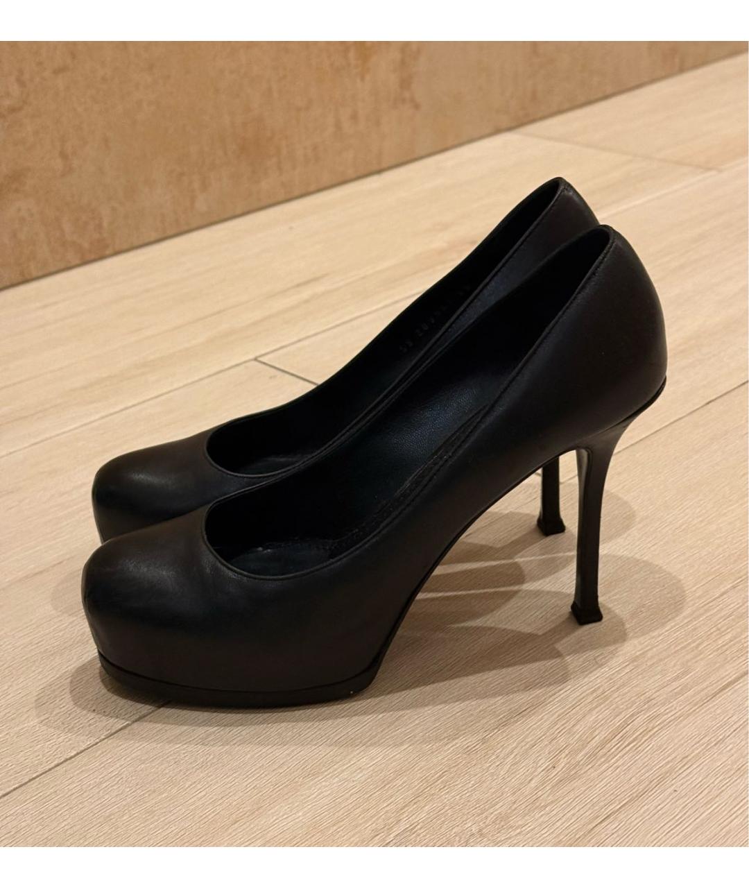 SAINT LAURENT Черные кожаные туфли, фото 5