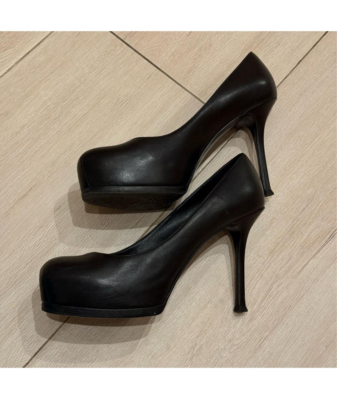 SAINT LAURENT Черные кожаные туфли, фото 4