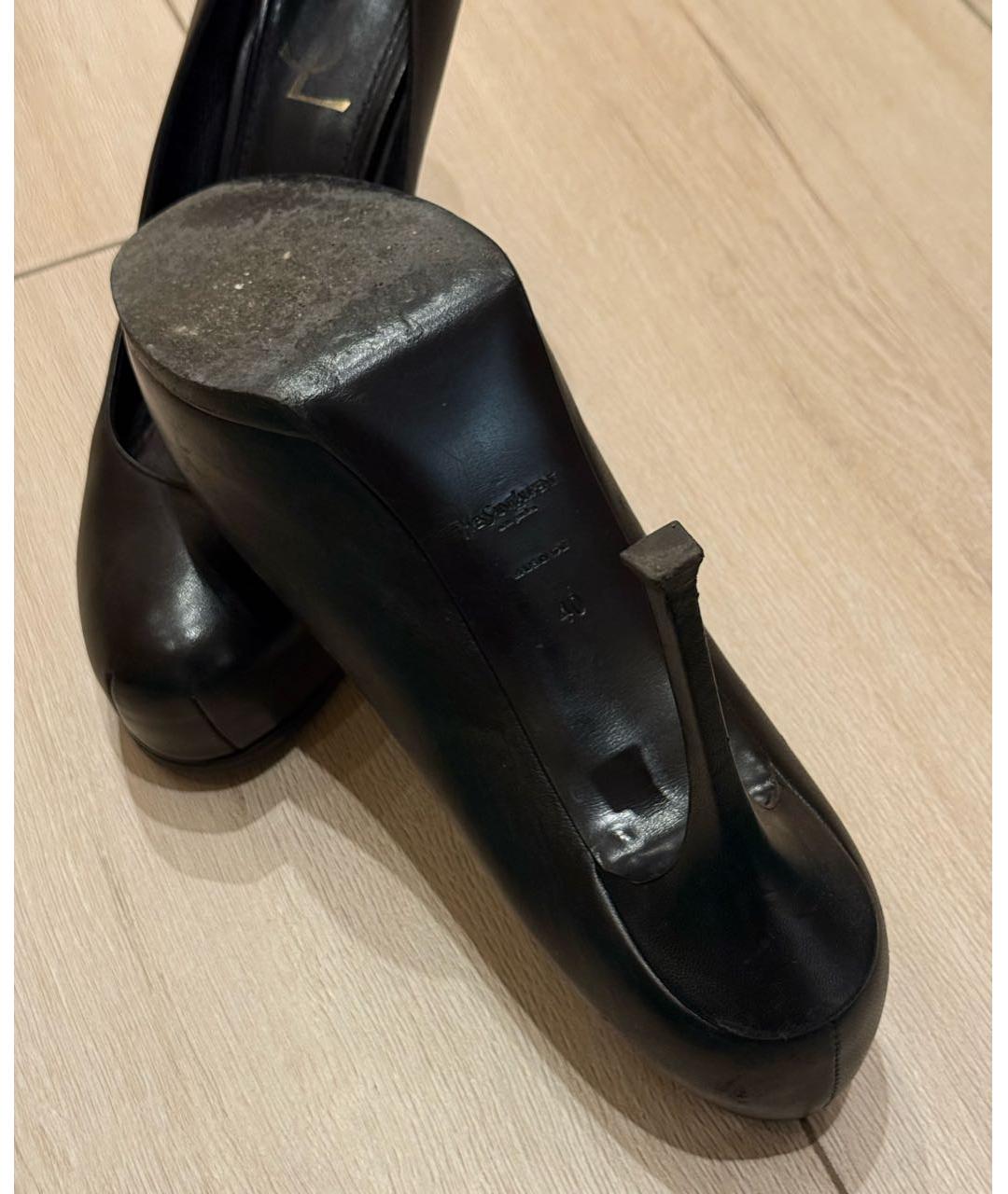 SAINT LAURENT Черные кожаные туфли, фото 7