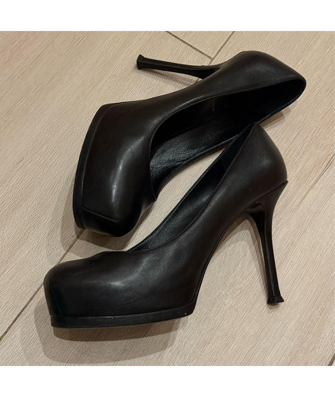 SAINT LAURENT Черные кожаные туфли, фото 8