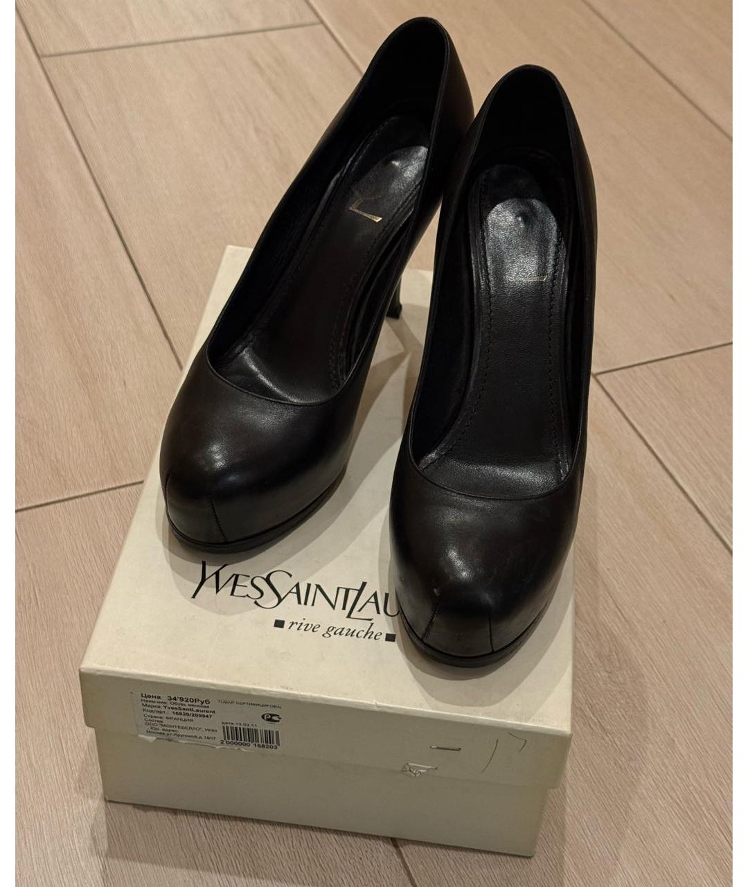 SAINT LAURENT Черные кожаные туфли, фото 6