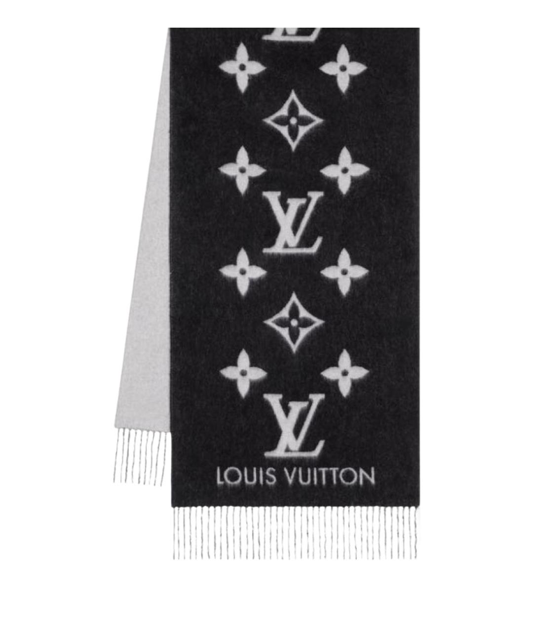 LOUIS VUITTON Черный кашемировый шарф, фото 1