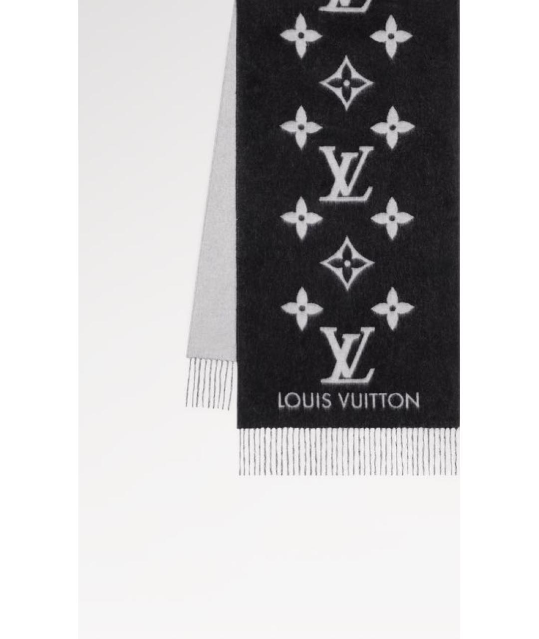 LOUIS VUITTON Черный кашемировый шарф, фото 3