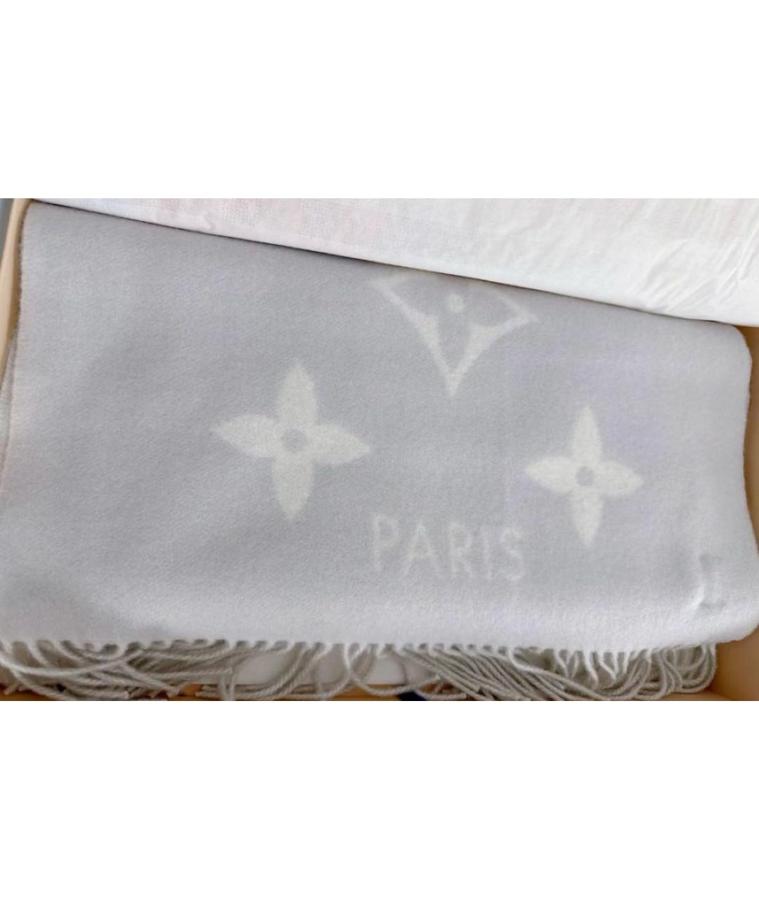 LOUIS VUITTON Серый кашемировый шарф, фото 2