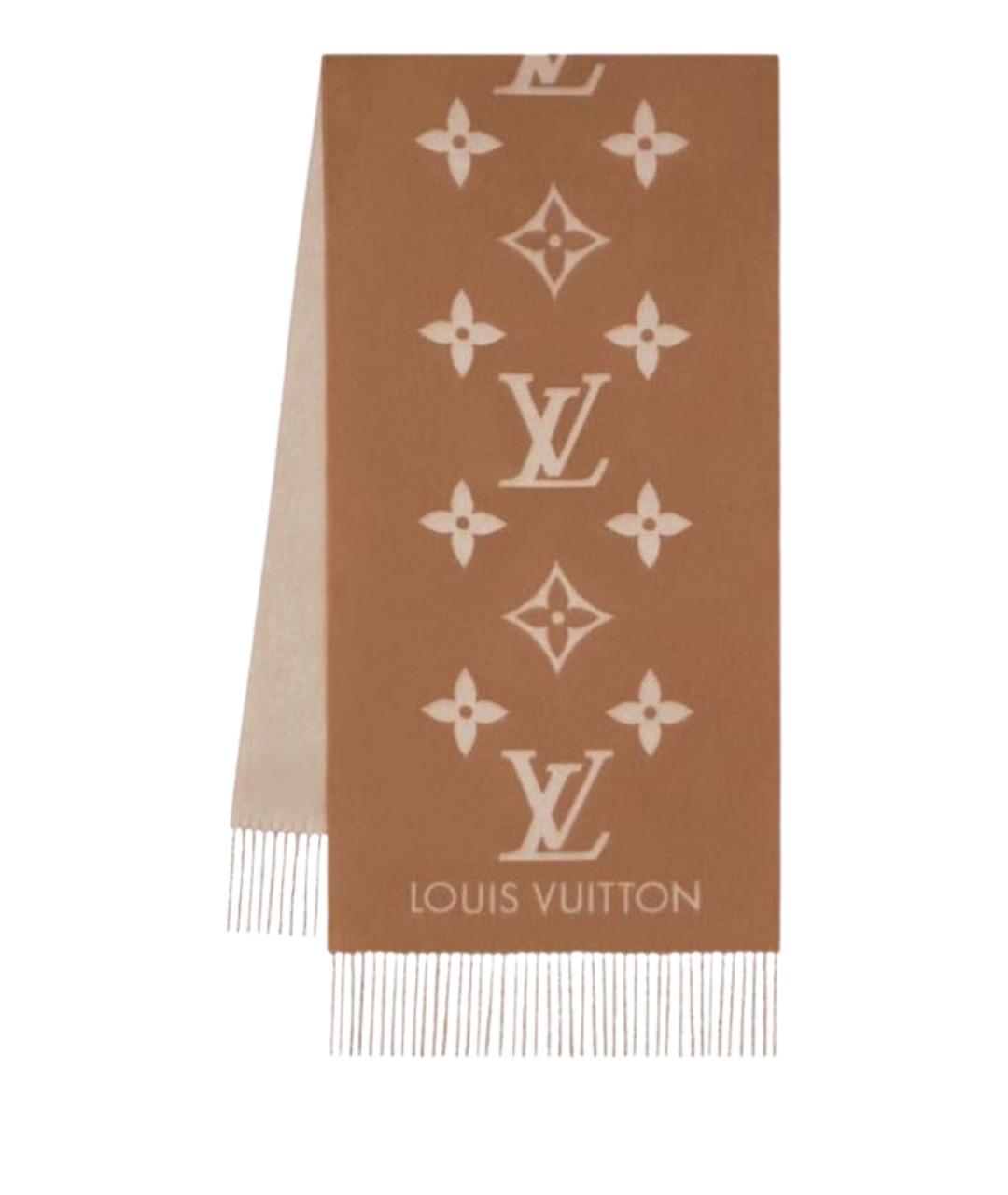 LOUIS VUITTON Коричневый кашемировый шарф, фото 1