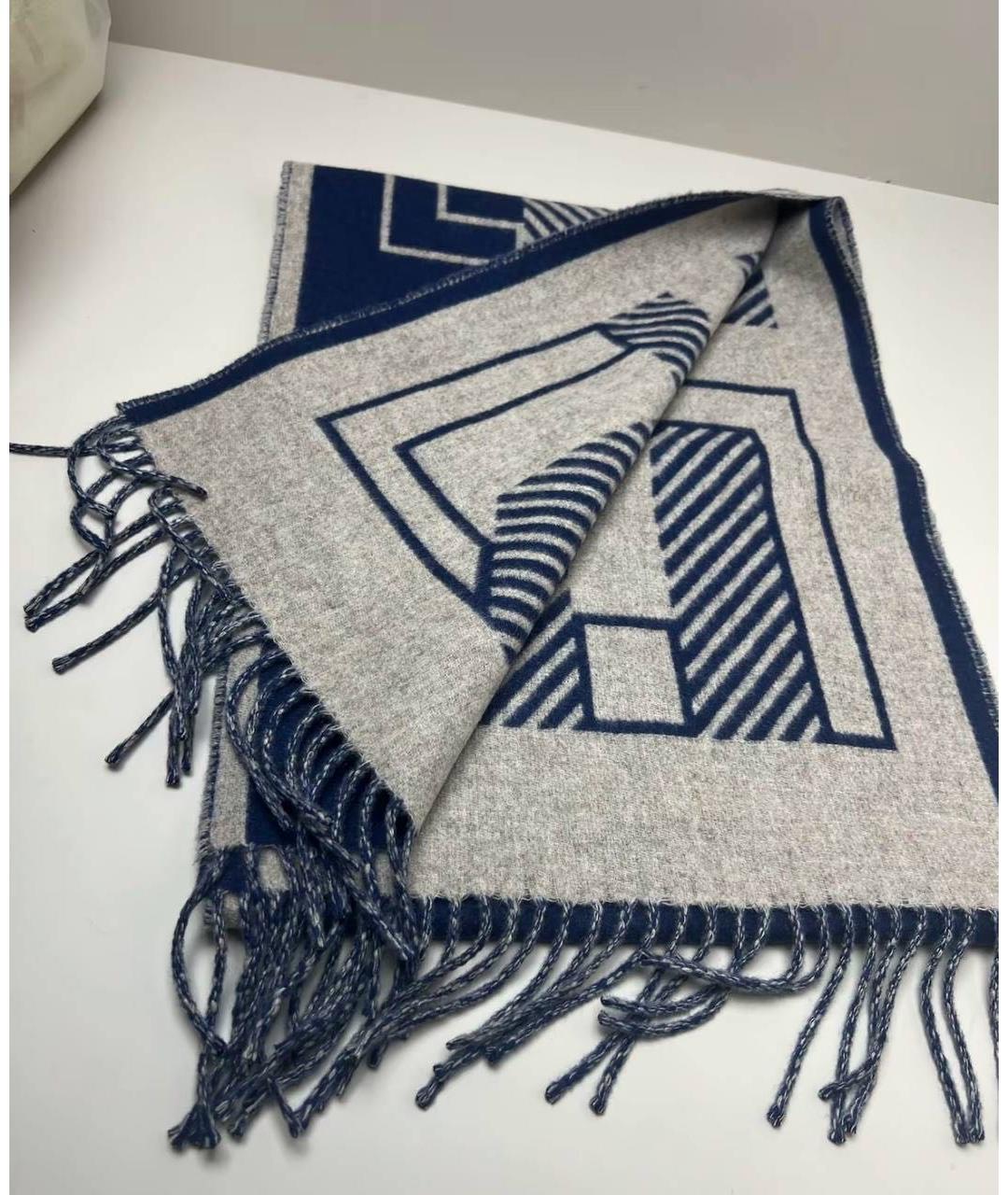 HERMES Темно-синий кашемировый шарф, фото 2