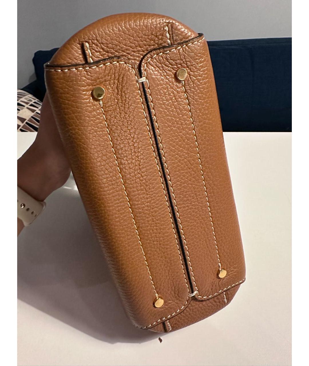 COCCINELLE Коричневая кожаная сумка с короткими ручками, фото 6