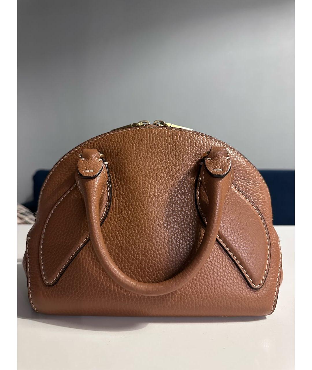 COCCINELLE Коричневая кожаная сумка с короткими ручками, фото 3