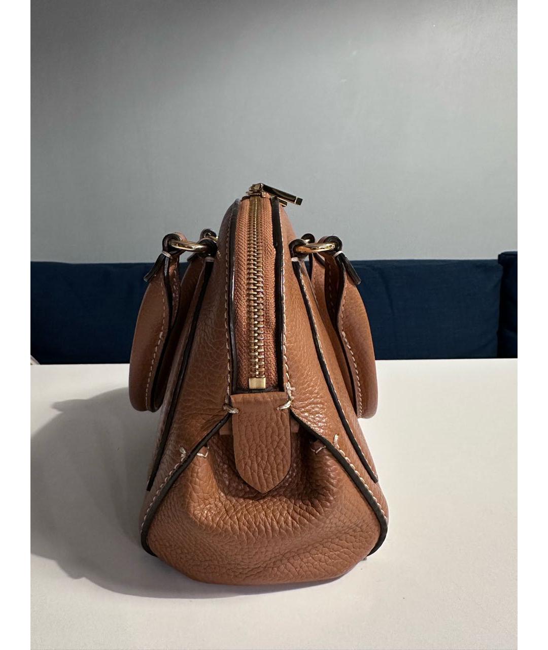 COCCINELLE Коричневая кожаная сумка с короткими ручками, фото 2