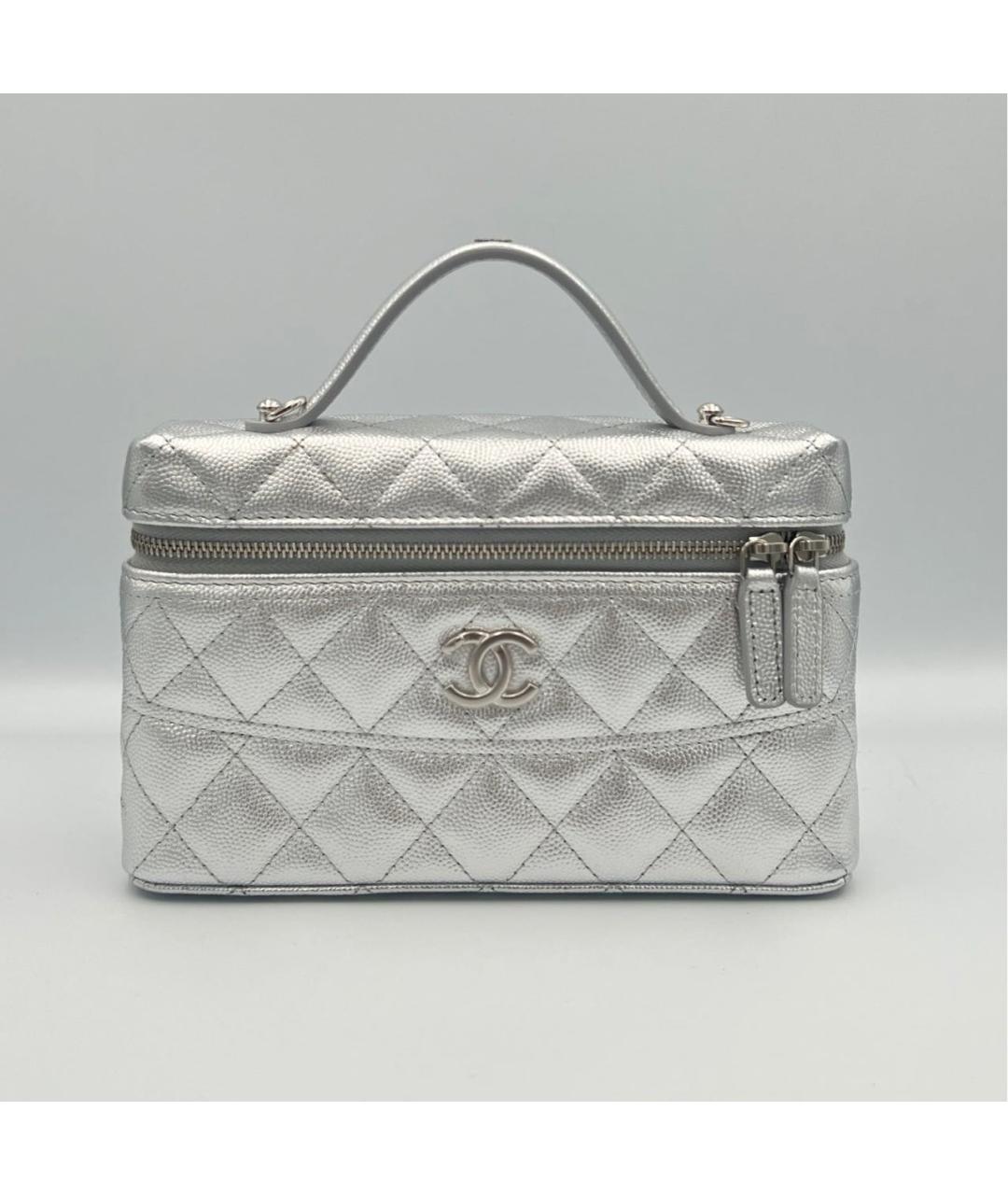 CHANEL Серебряная кожаная сумка через плечо, фото 3