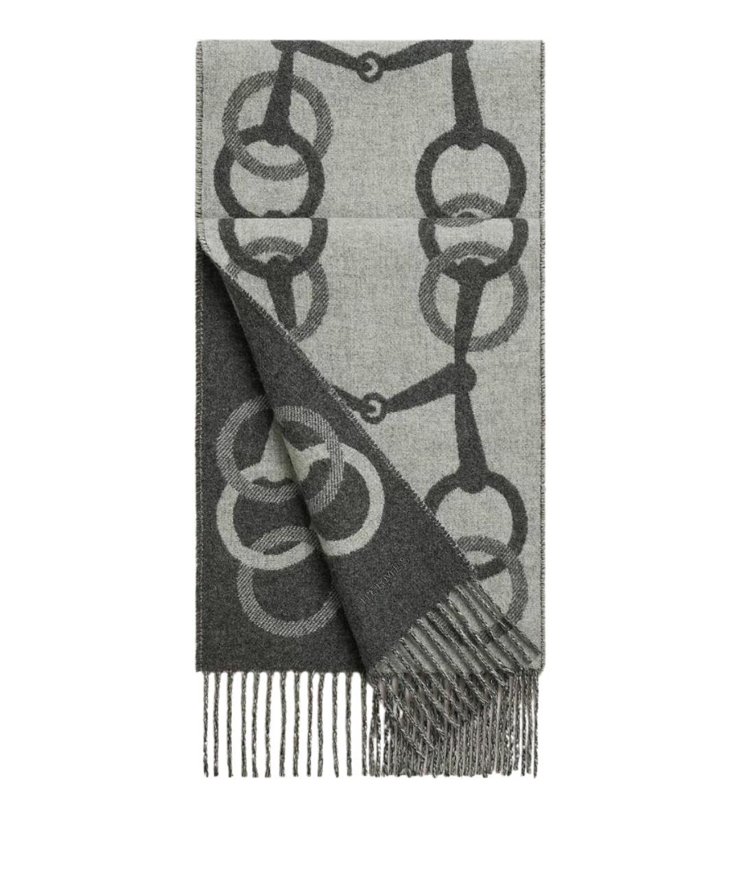HERMES Серый кашемировый шарф, фото 1