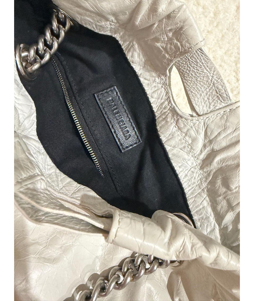 BALENCIAGA Белая кожаная сумка через плечо, фото 4