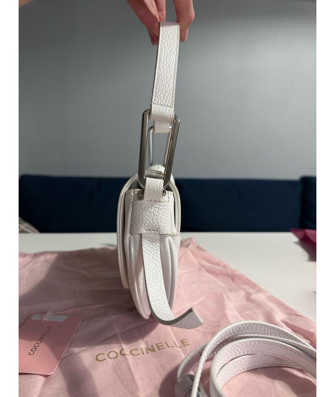 COCCINELLE Белая кожаная сумка через плечо, фото 5
