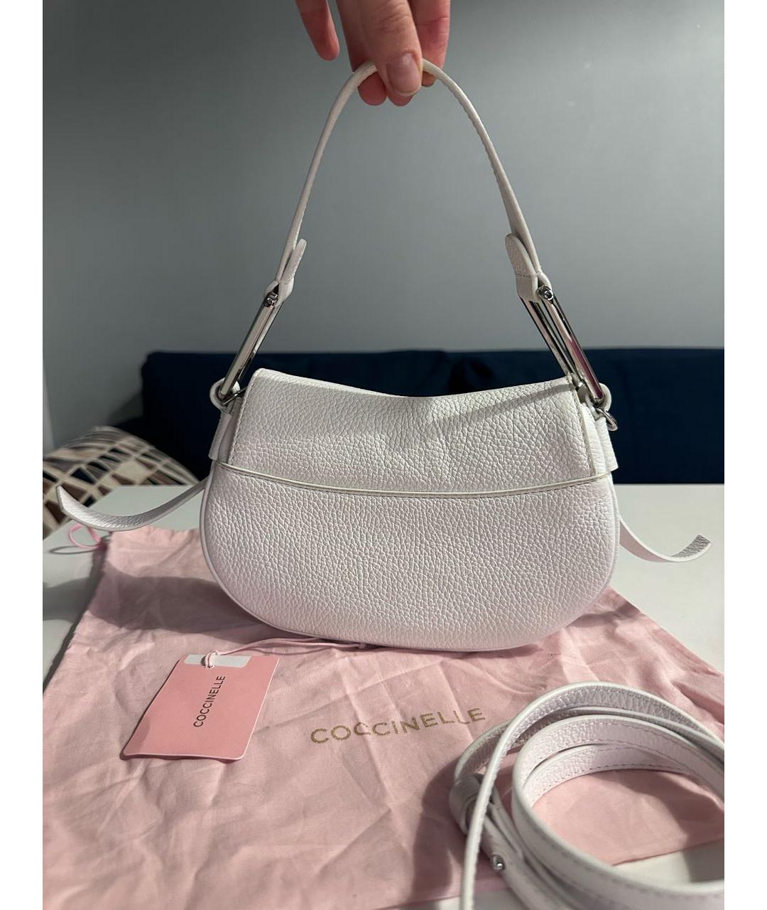 COCCINELLE Белая кожаная сумка через плечо, фото 3