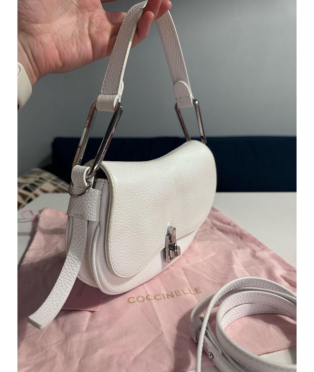 COCCINELLE Белая кожаная сумка через плечо, фото 2