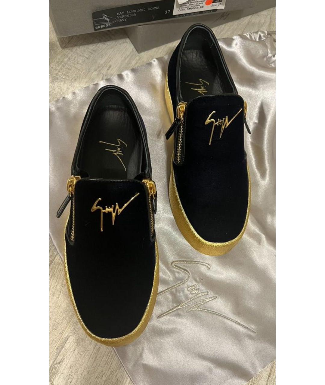 GIUSEPPE ZANOTTI DESIGN Темно-синие бархатные кроссовки, фото 3