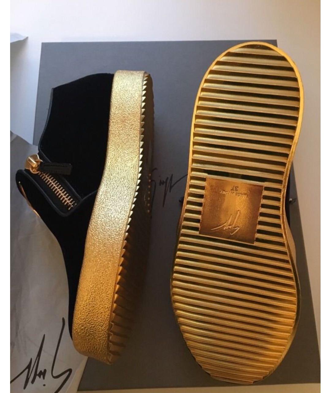 GIUSEPPE ZANOTTI DESIGN Темно-синие бархатные кроссовки, фото 5