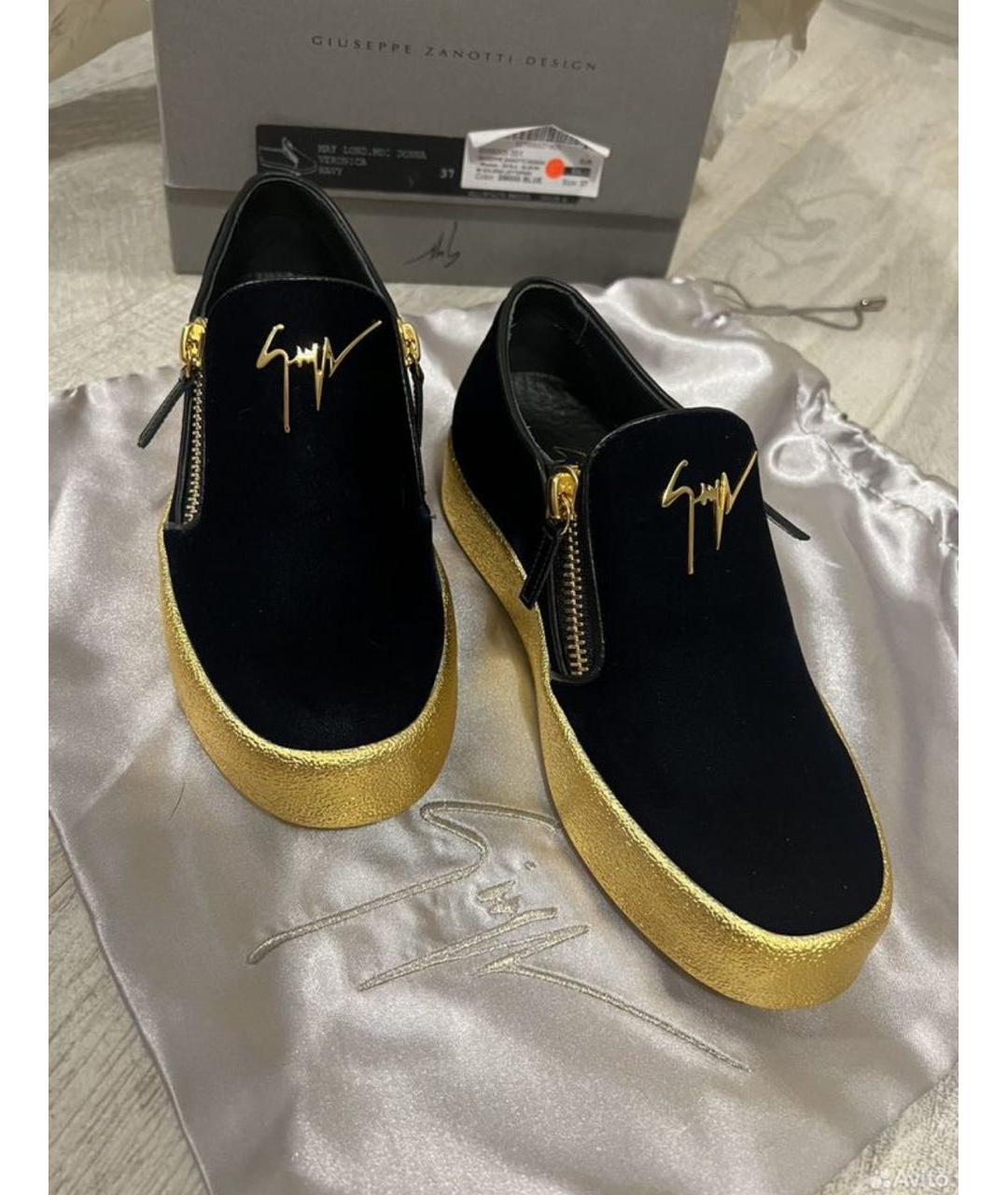 GIUSEPPE ZANOTTI DESIGN Темно-синие бархатные кроссовки, фото 2