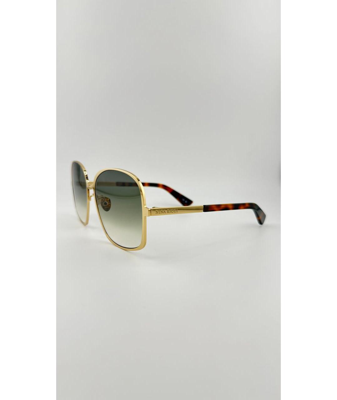 NINA RICCI Золотые металлические солнцезащитные очки, фото 2