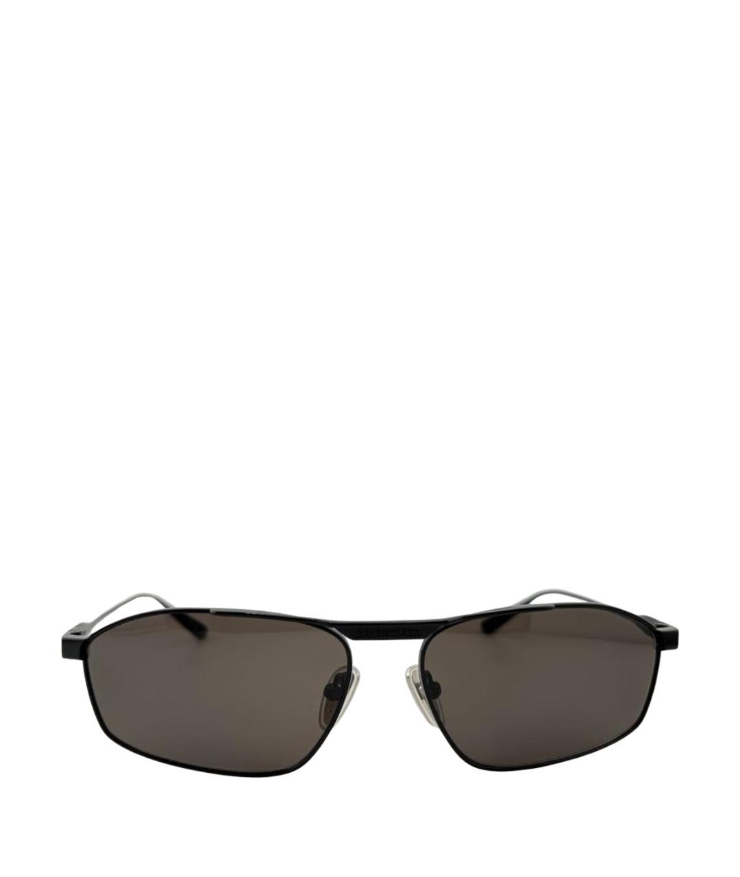 BALENCIAGA Черные металлические солнцезащитные очки, фото 1