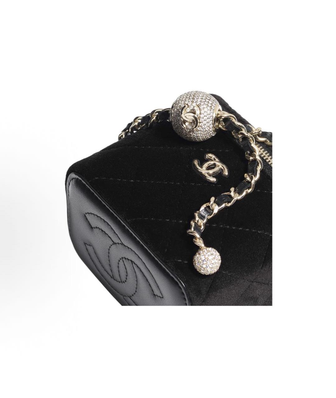 CHANEL Черная бархатная сумка через плечо, фото 3