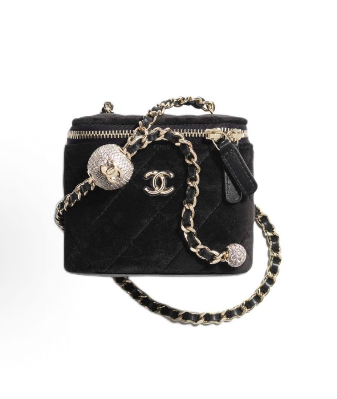 CHANEL Черная бархатная сумка через плечо, фото 6