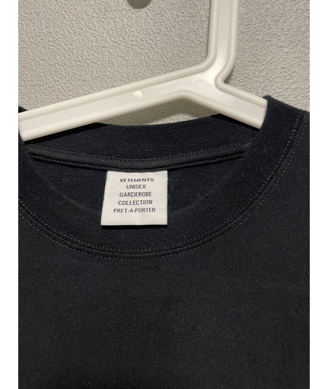 VETEMENTS Черная хлопковая футболка, фото 2